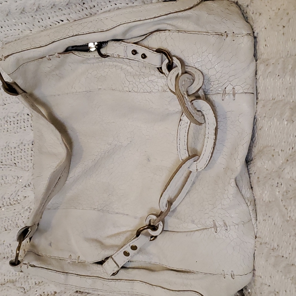 49 square miles white leather bag
